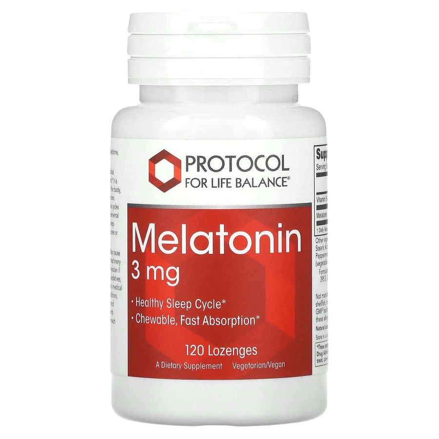 Мелатонін, Melatonin, Protocol for Life Balance, 3 мг, 120 льодяників: ціни та характеристики