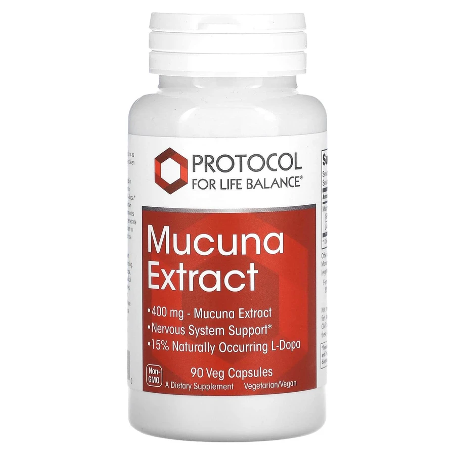 Мукуна, Mucuna Extract, Protocol for Life Balance, экстракт, 400 мг, 90 растительных капсул: цены и характеристики