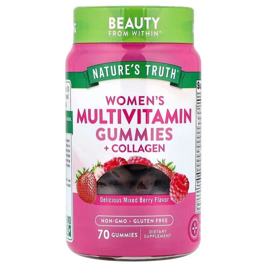 Мультивітаміни для жінок з колагеном, Women's Multivitmain + Collagen, Nature's Truth, суміш ягід, 70 жувальних цукерок: ціни та характеристики