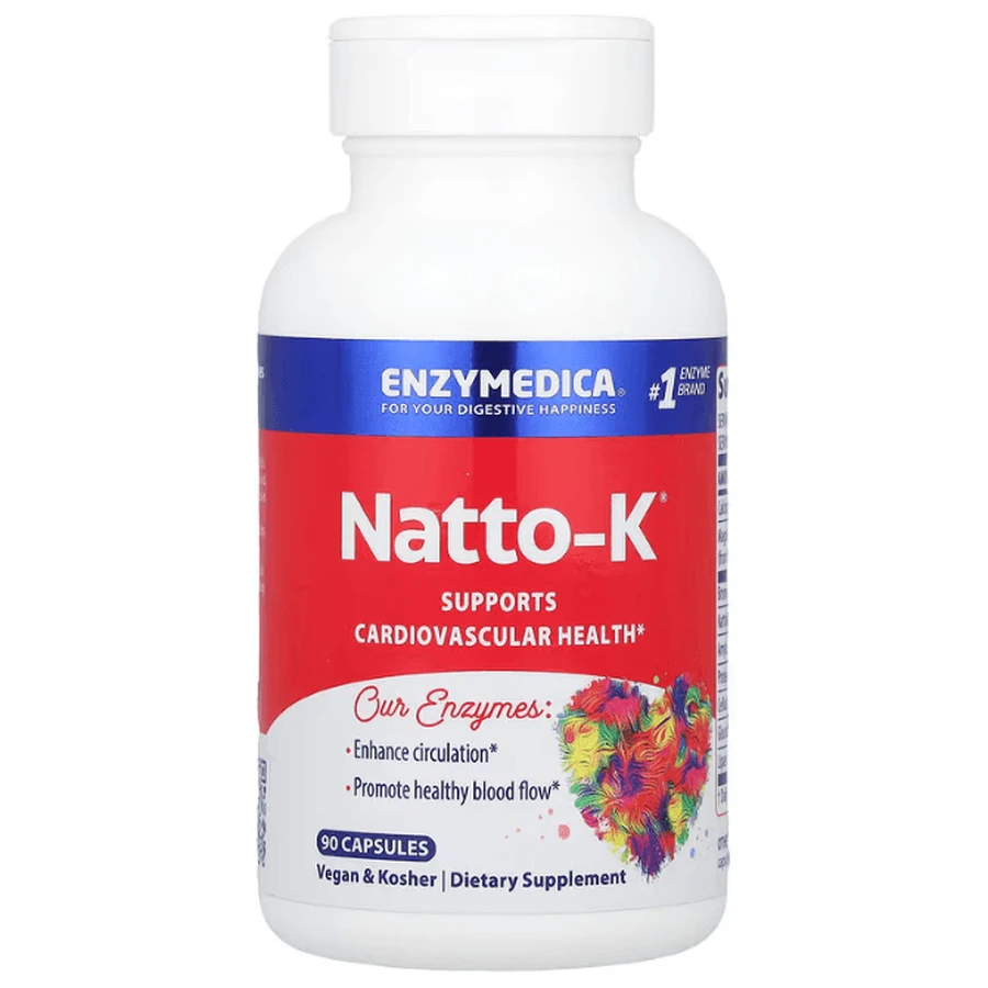 Наттокіназа, Natto-K, Enzymedica, серцево-судинна, 90 капсул: ціни та характеристики