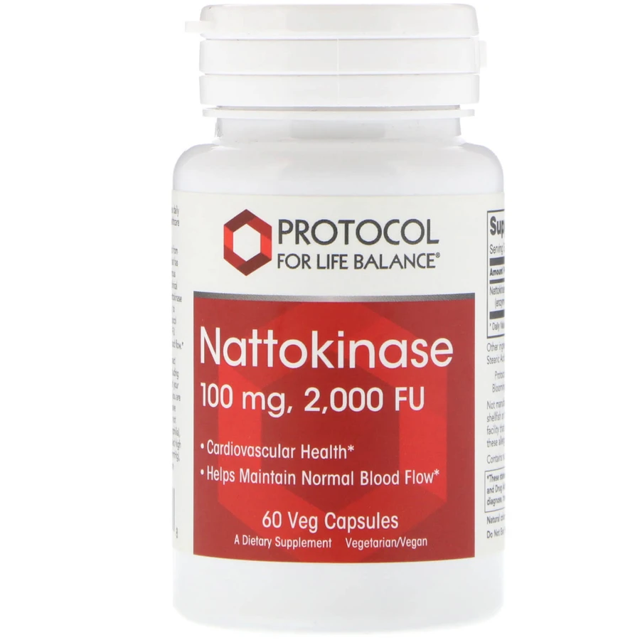 Наттокіназа, Nattokinase, Protocol for Life Balance, 100 мг, 60 капсул: ціни та характеристики