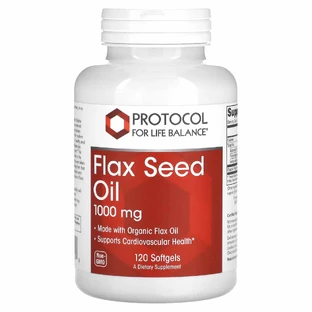 Масло семян льна, Flax Seed Oil, Protocol for Life Balance, 1000 мг, 120 гелевых капсул.