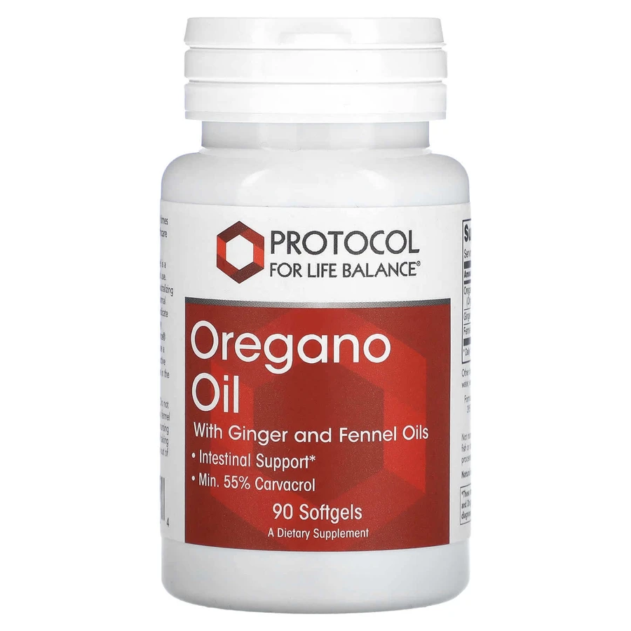 Олія орегано з оліями імбиру та фенхелю, Oregano Oil, Protocol for Life Balance, 90 гелевих капсул: ціни та характеристики