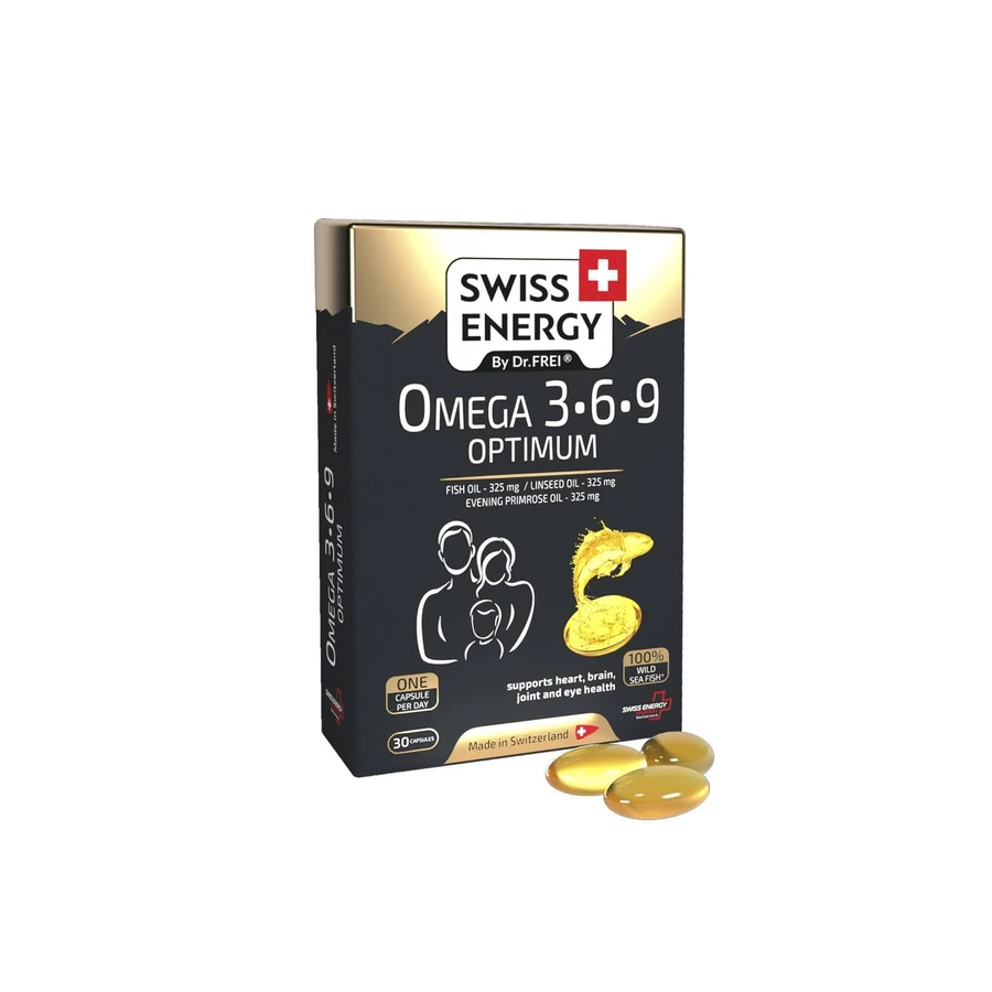 Омега-3-6-9, Omega-3-6-9 OPTIMUM blister, Swiss Energy, риб'ячий жир, олія насіння льону, олія примули, 30 гелевих капсул: ціни та характеристики