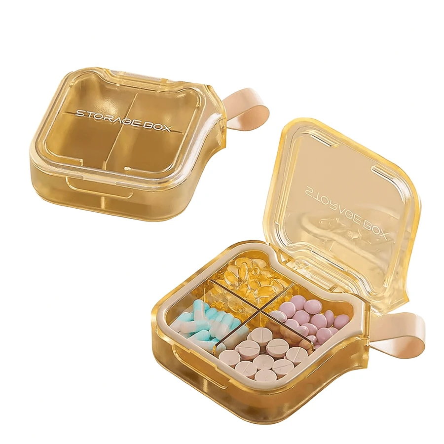 Органайзер для таблеток з 4 відділеннями, 4 Case Pill Organizer Pill Box, MEMOSAN, жовтий: ціни та характеристики