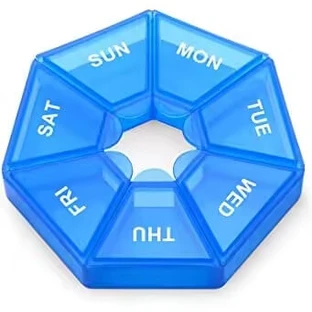 Органайзер для таблеток на 7 днів, 7 Side Pill box, MEMOSAN, блакитний