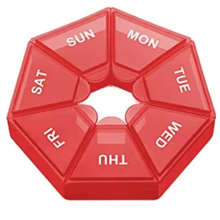 Органайзер для таблеток на 7 дней, 7 Side Pill box, MEMOSAN, красный