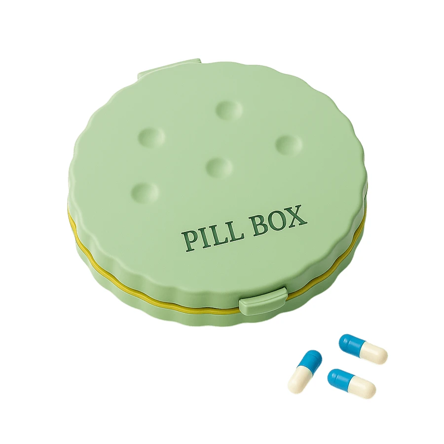 Органайзер для таблеток у формі печива, Cookie Shaped Pill Box, MEMOSAN, зелений: ціни та характеристики