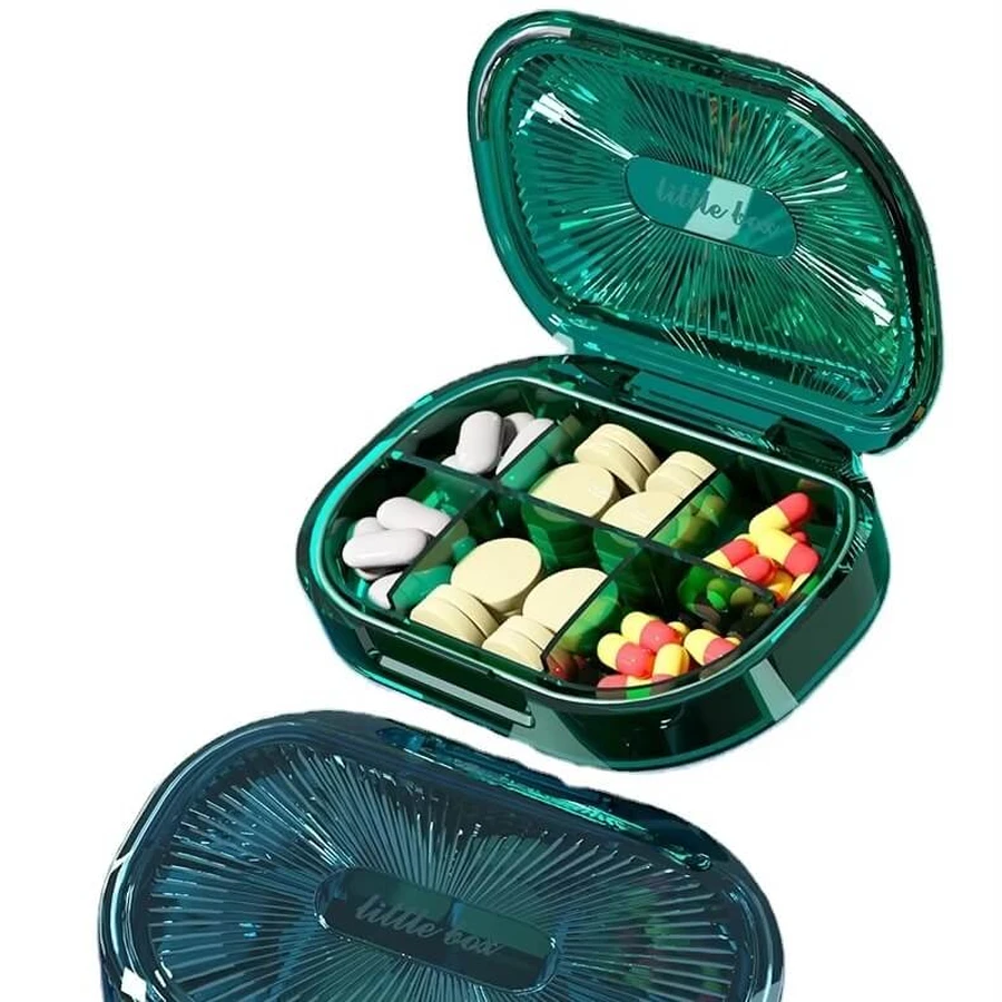 Органайзер для таблеток, Plastic Pill Organizer Waterproof Moisture-Proof, MEMOSAN, водонепроникний, вологостійкий, з 6 відділеннями, зелений: ціни та характеристики