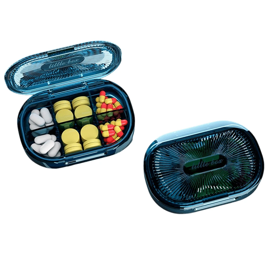 Органайзер для таблеток, Plastic Pill Organizer Waterproof Moisture-Proof, MEMOSAN, водонепроникний, вологостійкий, з 6 відділеннями, синій: ціни та характеристики