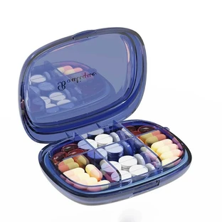 Органайзер для таблеток, Portable Transparent Pill Box, MEMOSAN, синій