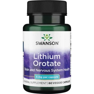Оротат лития, Ultra Lithium Orotate, Swanson, 5 мг, 60 вегетарианских капсул.