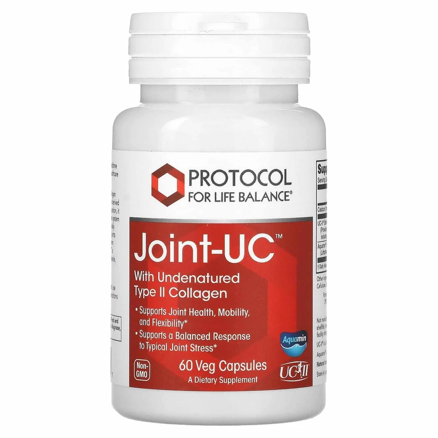 Поддержка здоровья суставов, Joint-UCe, Protocol for Life Balance, с неденатурированным коллагеном типа II, 60 растительных капсул.: цены и характеристики