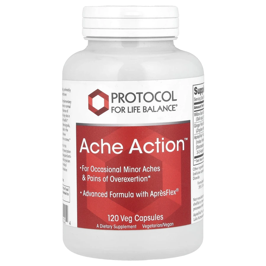 Полегшення болю, Ache Action, Protocol for Life Balance, 120 рослинних капсул: ціни та характеристики