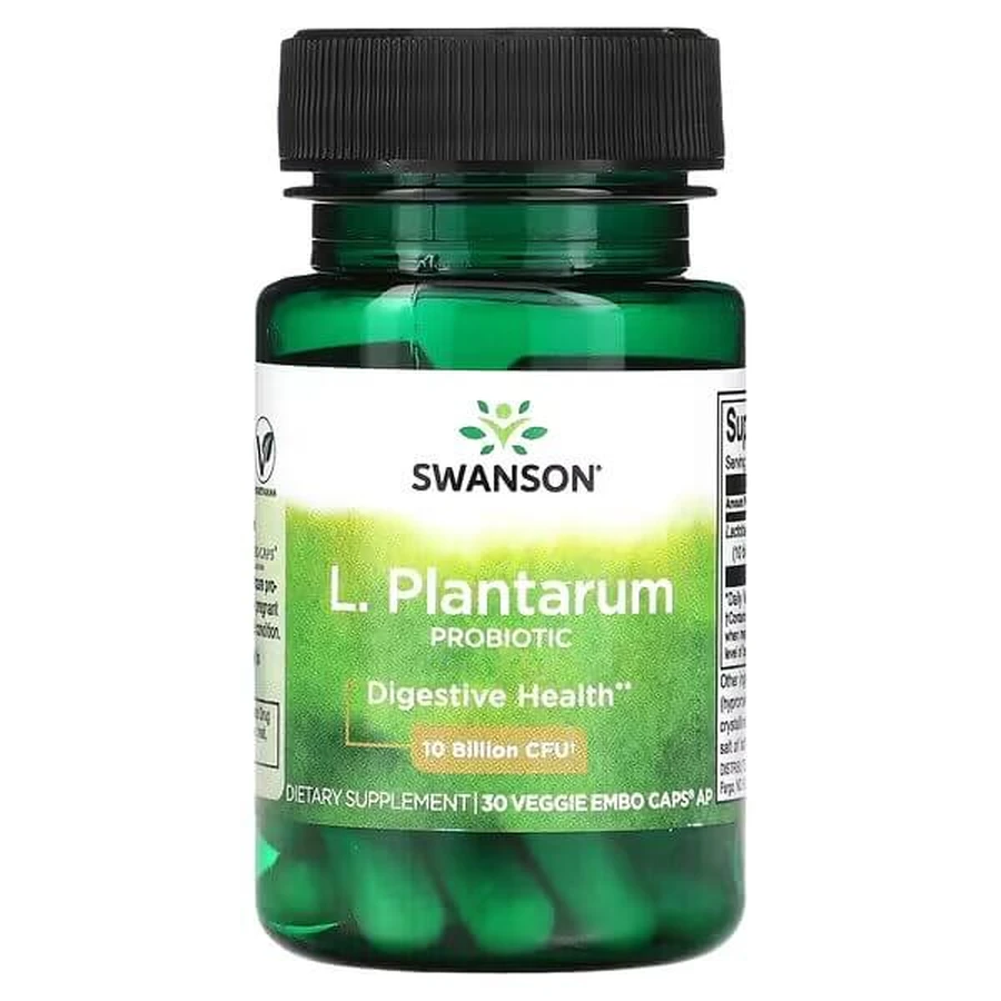 Пробіотики (ацидофільні лактобактерії), L. Plantarum Probiotic, Swanson, 10 млрд КУО, 30 вегетаріанських капсул з ЕМБО: ціни та характеристики