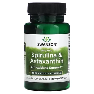 Спіруліна органічна та астаксантин, Organic Spirulina & Astaxanthin, Swanson, 120 рослинних таблеток