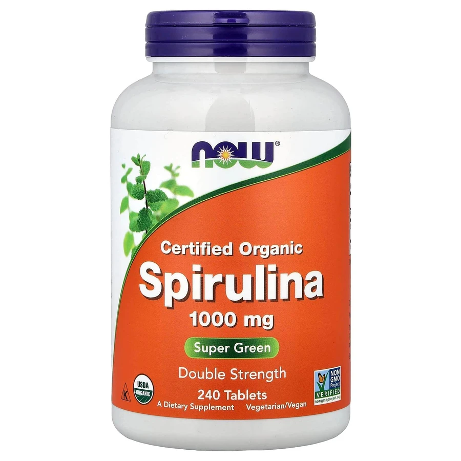 Спирулина, Spirulina, NOW Foods, органическая, сертифицированная, 1000 мг, 240 таблеток: цены и характеристики