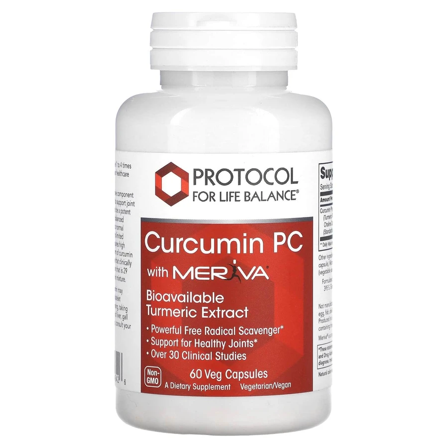 Фитосомы куркумина, Curcumin PC With Meriva, Protocol for Life Balance, 500 мг, 60 вегетарианских капсул: цены и характеристики