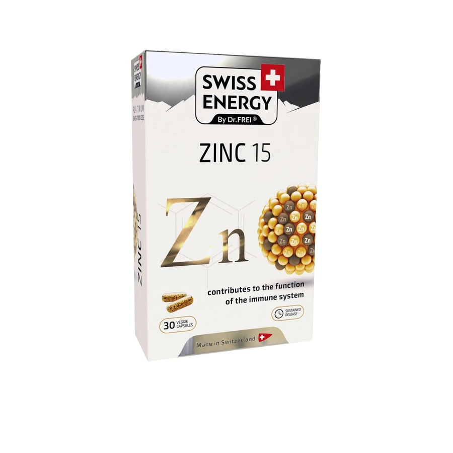 Цинк, ZINC blister, Swiss Energy, 15 мг, 30 веганських капсул: ціни та характеристики