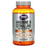 Аргінін та цитрулін, Arginine & Citrulline, Now Foods, Sports, 500 мг/250 мг, 240 вегетаріанських капсул