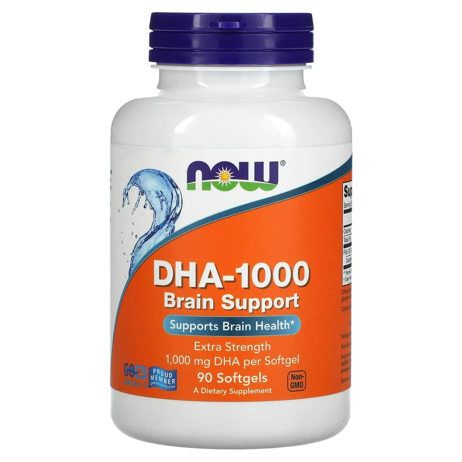 ДГК для улучшения работы мозга, DHA-1000, Now Foods, 1000 мг, 90 гелевых капсул: цены и характеристики