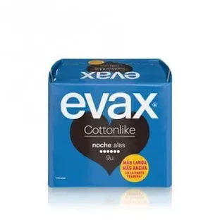 Нічні прокладки Evax бавовняні з крильцями 9u