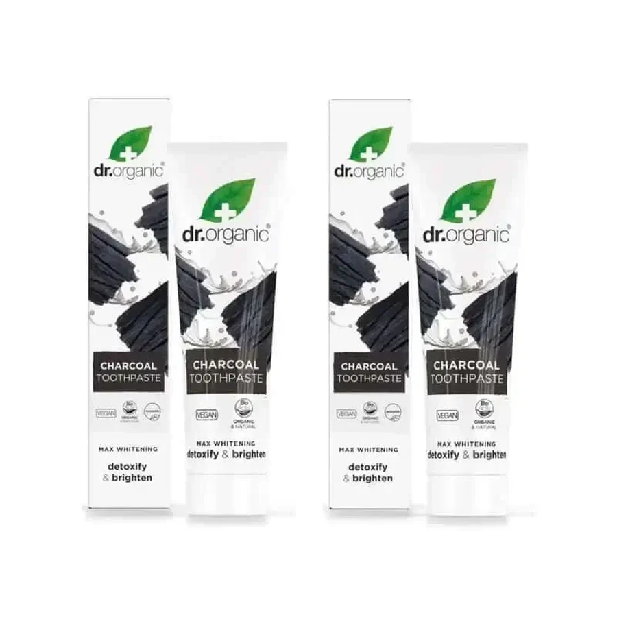 Відбілююча зубна паста з активованим вугіллям Dr.Organic, 2х100 мл: ціни та характеристики