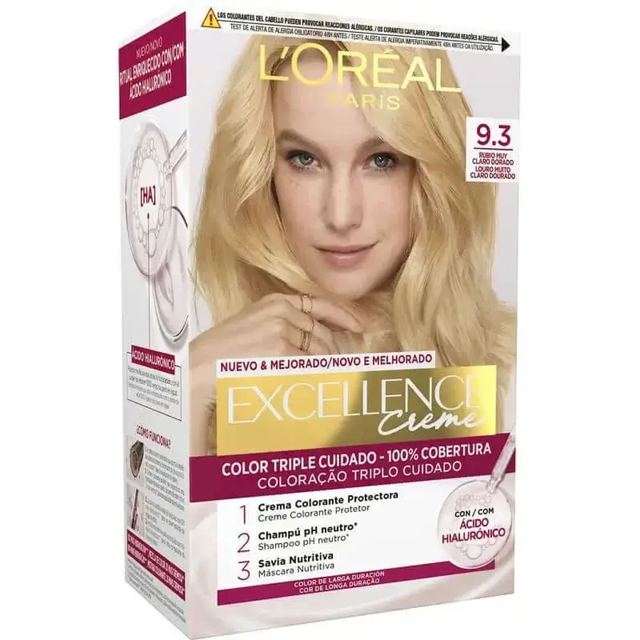 L'Oréal Paris Excellence Creme Permanent Hair Color - Оттенок 9.3 Очень светлый золотистый блондин: цены и характеристики