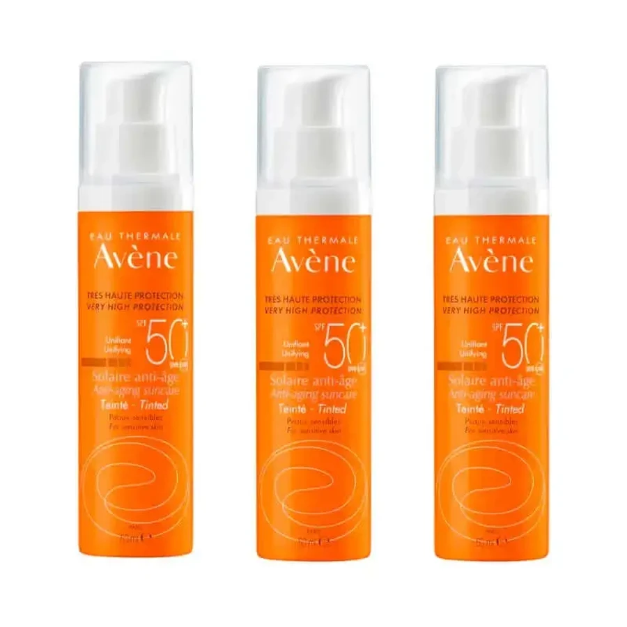 Avène Антивіковий сонцезахисний крем Spf 50+ Тонований сонцезахисний крем 3 x 50 мл: ціни та характеристики