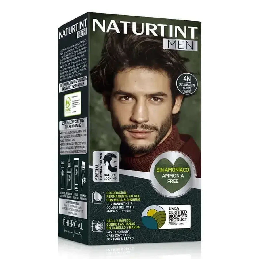 Naturtint Men Перманентная краска для волос и бороды для мужчин 4N без аммиака - Натуральный коричневый: цены и характеристики