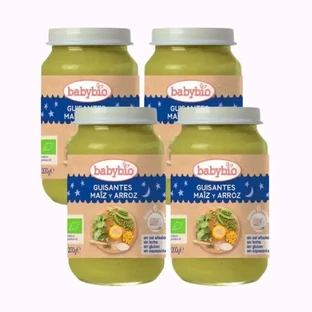 Babybio Спокойной ночи Горох-Кукуруза-Рис, упаковка 4 х 200 грамм