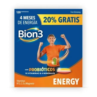 Bion3 Energy полівітамінні таблетки з пробіотиками, 120 таблеток