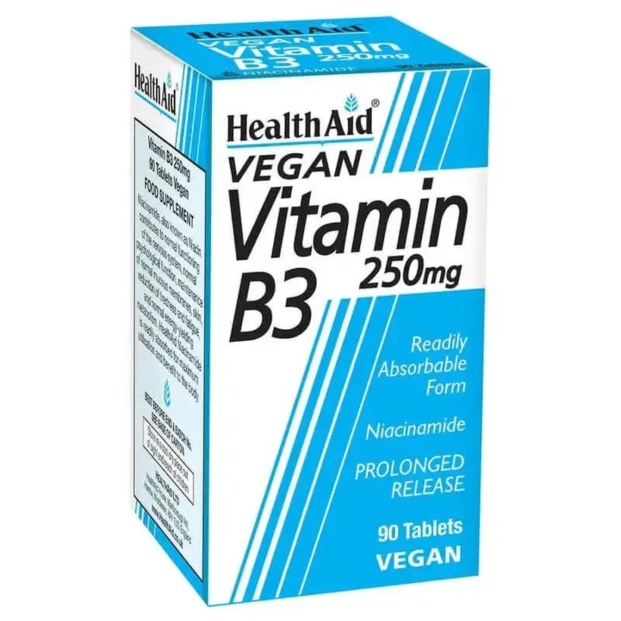 Health Aid Витамин B3 (ниацинамид) 250 мг, 90 таблеток: цены и характеристики