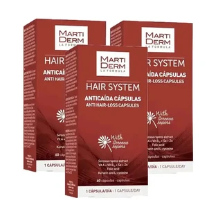 Капсули проти випадіння волосся Martiderm Hair System, упаковка 3 х 60 капсул