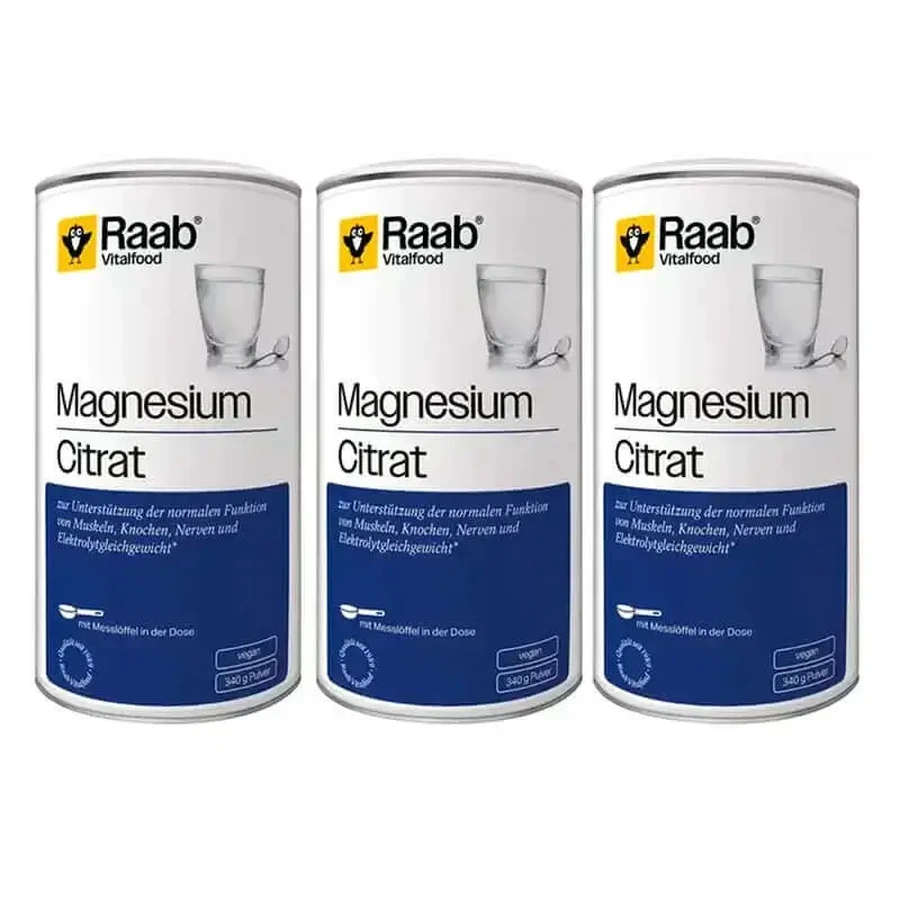Raab Vitalfood Магній цитрат в порошку Упаковка 3 х 340 гр. Веганський: ціни та характеристики