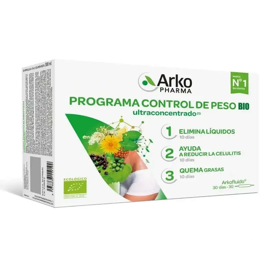 Arkopharma Arkofluido Bio Программа контроля веса, 30 флаконов: цены и характеристики