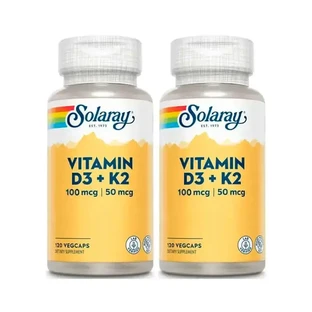 Solaray Вітамін D3 та K2 (Mk7), упаковка 2 х 120 капсул