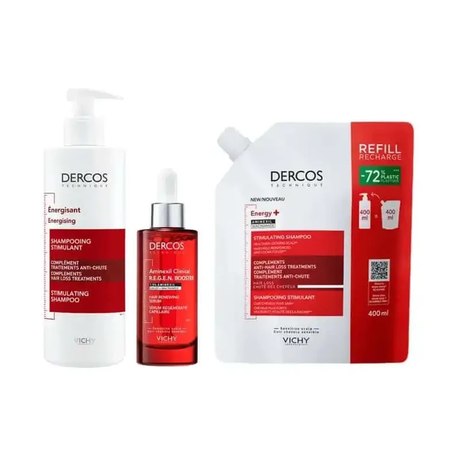 Vichy Dercos Regen Serum 90 Ml + Dercos Energy+ Shampoo 400 Ml + Refill 400 Ml: цены и характеристики