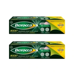 Berocca Boost Магній, вітаміни та мінерали з гуараною, шипучі таблетки, 2х15 шт.