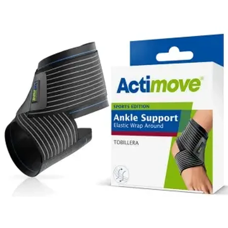 Еластичний бандаж на гомілковостопний суглоб Actimove з регульованим стабілізуючим ремінцем чорний M: ціни та характеристики