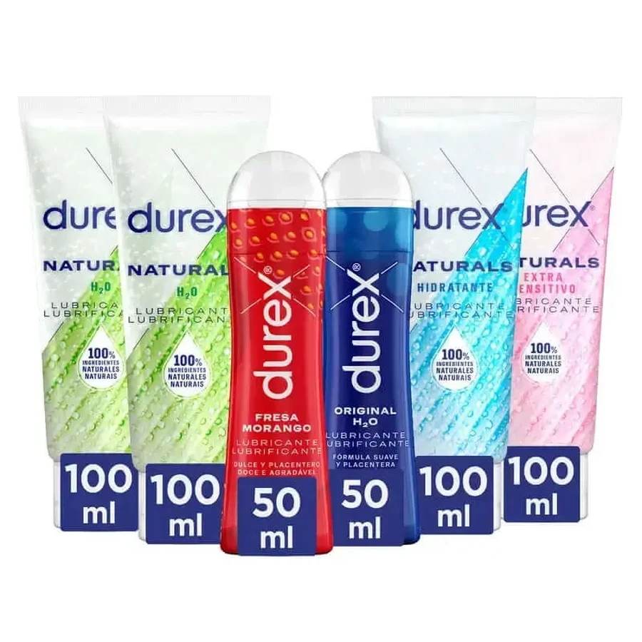 Durex Lubricant Pack Nat, 2х100 мл + Гіалуронова кислота, 100 мл + Extra Sensitive, 100 мл + Original, 50 мл + Полуниця, 50 мл: ціни та характеристики