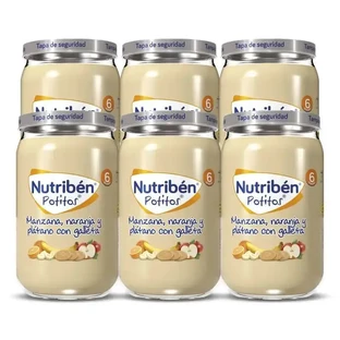 Nutribén Potito Яблоки, апельсины и бананы с крекерами, 235 г х 6 шт.