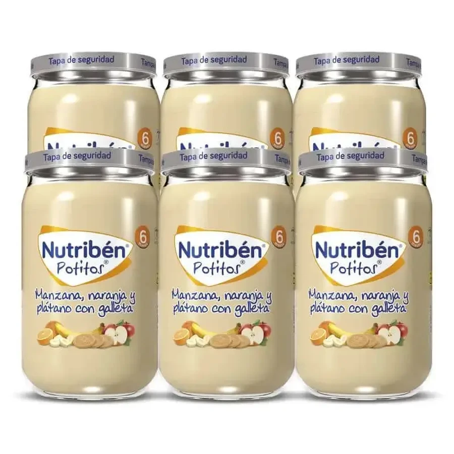 Nutribén Potito Яблоки, апельсины и бананы с крекерами, 235 г х 6 шт.: цены и характеристики