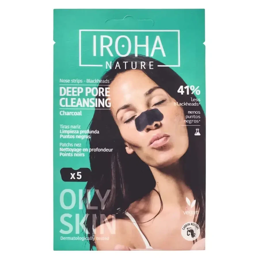 Iroha Nature Глубоко очищающие полоски для носа от угрей - древесный уголь, 5 шт.: цены и характеристики