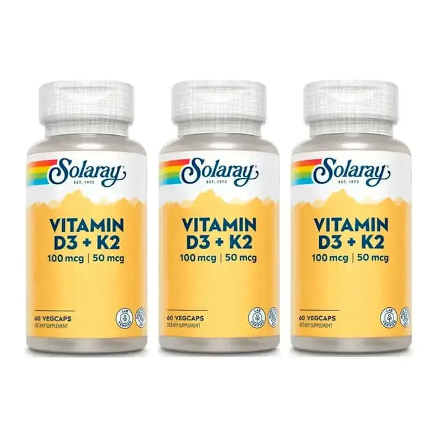 Solaray Vitamin D3 & K2 Pack 3 x 60 Capsules: цены и характеристики