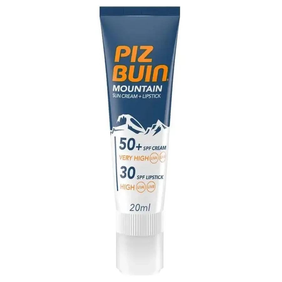 PIZ BUIN Гірський комбінований крем для обличчя SPF50 20мл + Помада 2.3мл: ціни та характеристики