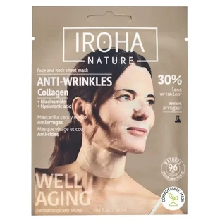 Iroha Nature Тканинна маска проти зморшок для обличчя та шиї - Колагенова, 30 мл