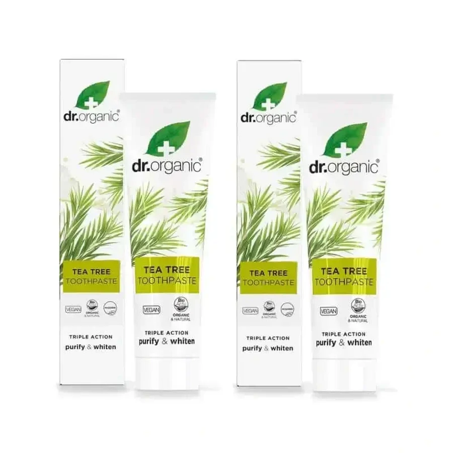 Зубна паста потрійної дії з чайним деревом Dr.Organic, 2х100 мл: ціни та характеристики