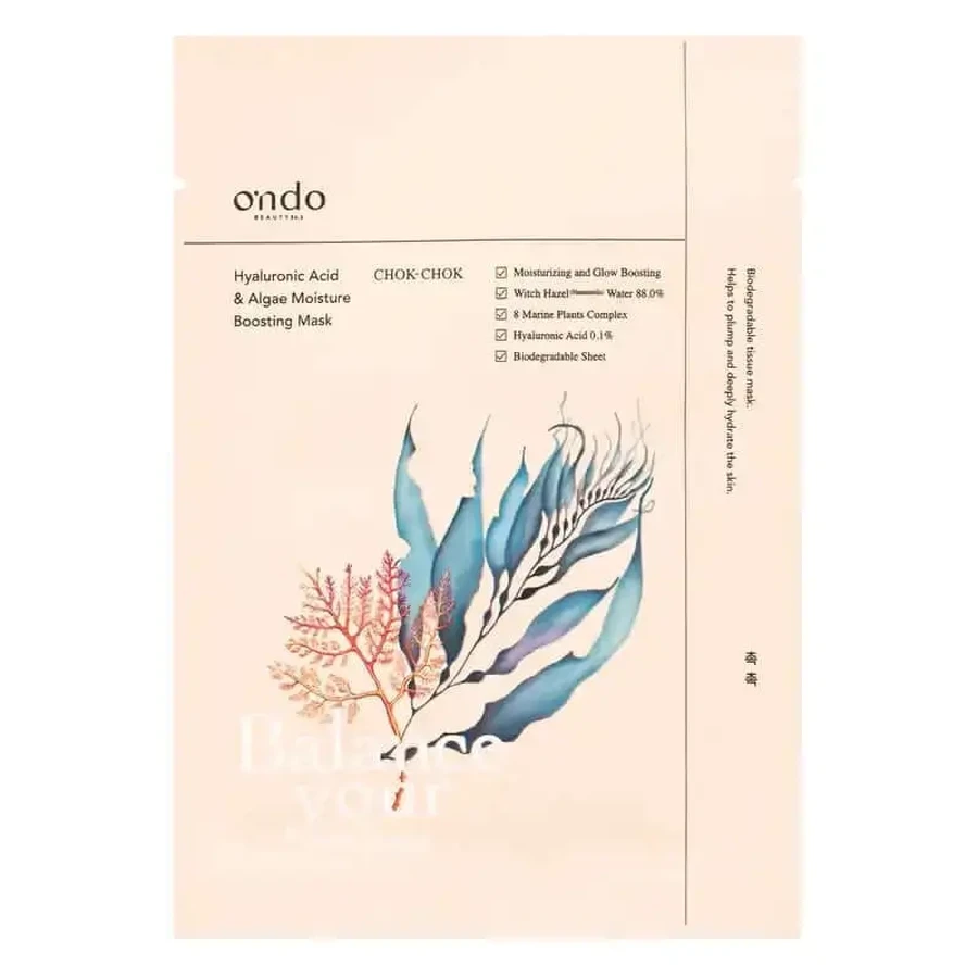 Ondo Beauty 36.5 Зволожуюча маска Чок-Чок з гіалуроновою кислотою та морськими водоростями, 25 г: ціни та характеристики