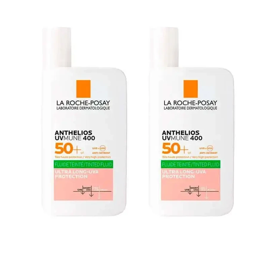 La Roche Posay Anthelios Anthelios Uv-Mune 400 Oil Control Невидимий флюїд SPF50+ з кольором, 2х50 мл: ціни та характеристики